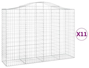 Συρματοκιβώτια Τοξωτά 11 τεμ. 200x50x140/160 εκ. Γαλβαν. Ατσάλι - Ασήμι