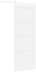 vidaXL Συρόμενη Πόρτα  με Σετ Εξαρτημάτων Λευκή 78x202 εκ. Στερεό Ξύλο Πεύκο