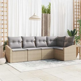 vidaXL Σετ Καναπέ Κήπου 5 pcs Μπεζ Πολυ ράταν