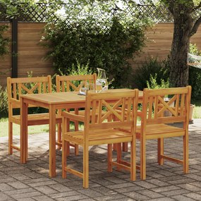 vidaXL Σέτ φαγητού για κήπο 5 pcs Καφέ Μασίφ ξύλο ακακίας