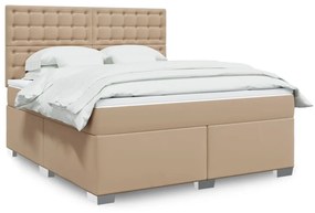 Κρεβάτι Boxspring με Στρώμα Καπουτσίνο 180x200 εκ. Συνθ. Δέρμα - Καφέ