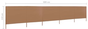 Προστατευτικό Αέρα με 5 Πάνελ Taupe 600 x 80 εκ. Υφασμάτινο - Μπεζ-Γκρι
