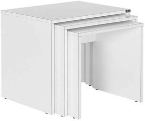Σετ τραπεζάκια Ζιγκον Λευκό High gloss 55x47x40cm