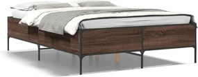 vidaXL Πλαίσιο Κρεβατιού Καφέ Δρυς 150x200 εκ. Επεξ. Ξύλο &amp; Μέταλλο
