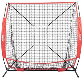 VEVOR 5x5 ft Baseball Softball Practice Net, Portable Baseball Training Net for Hitting Batting Catching Pitching, Backstop Baseball Equipment with Bow Frame, Carry Bag, Strike Zone, Ball, Batting Tee