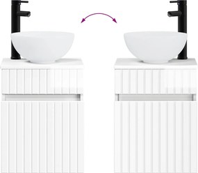 vidaXL Επιτοίχιο έπιπλο νιπτήρα μπάνιου Γυαλιστερό Λευκό