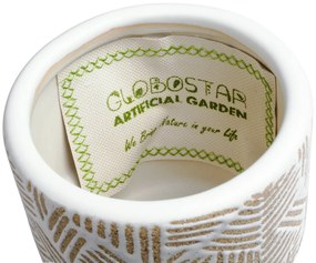 GloboStar® Artificial Garden RAFFAELO 20544 Διακοσμητικό Κεραμικό Κασπώ Γλάστρα - Flower Pot Μπεζ με Λευκό Φ11 x Υ11cm