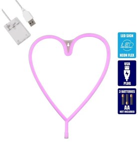 Διακοσμητικό Φωτιστικό Neon Led Ροζ Heart Line 78593 Globostar-78593-Ροζ 78593