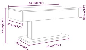 vidaXL Τραπεζάκι Σαλονιού Γκρι Sonoma 96x50x45 εκ. Επεξεργασμένο Ξύλο