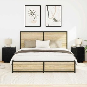 vidaXL Κομοδίνο 2 pcs Μαύρη δρυς 45 x 40 x 55 εκ Επεξεργασμένο ξύλο