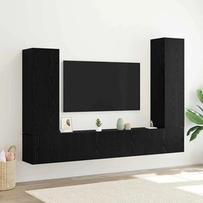 vidaXL Σετ επίπλου τηλεόρασης 4 pcs Μαύρη Οξυά Επεξεργασμένο ξύλο