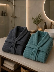 Stewehome Σετ διπλής βαμβακερής ρόμπας μεγάλου μεγέθους (S/M)