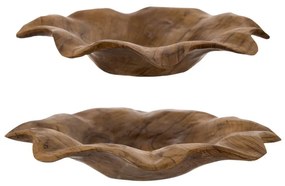 Artekko Artekko Woody Μπολ Διακοσμητικό από Ξύλο Teak (30x30x5)cm Σετ/2 78346