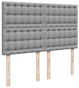 Κρεβάτι Boxspring με Στρώμα Ανοιχτό Γκρι 140x200 εκ. Υφασμάτινο - Γκρι