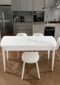 Stewehome Μοντέρνο Τραπέζι Τραπεζαρίας Λευκό με Βάση Πεταλούδα -Λευκό 132x80x75 cm