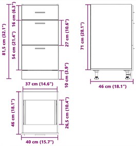 Κάτω ντουλάπι Lyon Παλιό ξύλο 40x46x81,5 cm Κατασκευασμένο ξύλο 854218