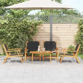 vidaXL Κήπου Καρέκλες με Τραπέζι 5 pcs Μαύρο 90 x 45 x 40 cm