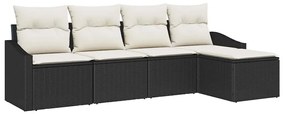 vidaXL Σέτ φαγητού για κήπο με μαξιλάρι 5 pcs Μαύρο, Κρέμα