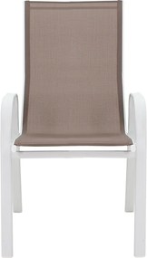 Πολυθρόνα κήπου Calan pakoworld μέταλλο λευκό-textilene καφέ