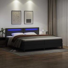 vidaXL Κρεβάτι με ελατήρια Μαύρο 200 x 200 cm Τεχνητό δέρμα