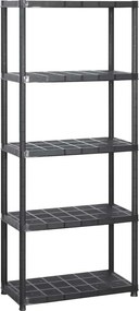 vidaXL Ραφιέρα Αποθήκευσης 5 Επιπέδων Μαύρη 213x38x170 εκ. Πλαστική