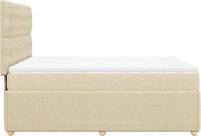 vidaXL Κρεβάτι Boxspring με Στρώμα Κρεμ 140x200 εκ. Υφασμάτινο