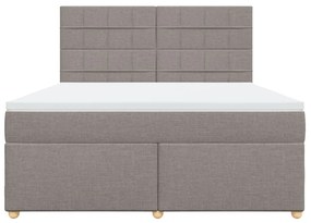 Κρεβάτι Boxspring με Στρώμα Taupe 180x200 εκ. Υφασμάτινο - Μπεζ-Γκρι