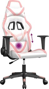 vidaXL Καρέκλα Gaming Λευκό και Ροζ από Συνθετικό Δέρμα