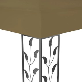 vidaXL Κιόσκι με Διπλή Οροφή και Φωτάκια LED Taupe 3 x 4 μ.
