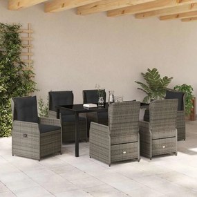 vidaXL Σέτ φαγητού για κήπο 7 pcs Γκρι συνθετικό ρατάν