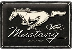 Μεταλλική πινακίδα Ford - Mustang - Logo Black, (30 x 20 cm)