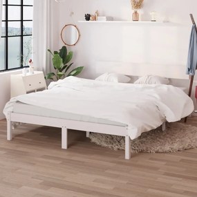 vidaXL Πλαίσιο Κρεβατιού Λευκό 135 x 190 εκ. Μασίφ Πεύκο Double