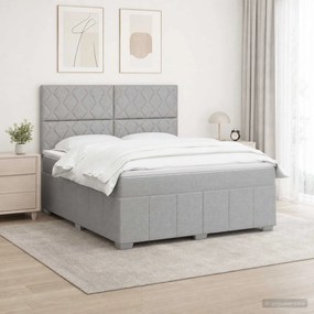 vidaXL Κρεβάτι box spring με στρώμα Ανοιχτό γκρι 140 x 200 cm Ύφασμα