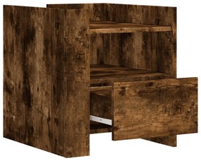 vidaXL Κομοδίνο Καπνιστή Δρυς 45x50x50 εκ. από Επεξεργασμένο Ξύλο