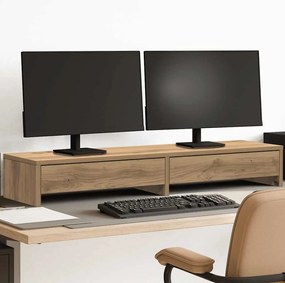 vidaXL Βάση Οθόνης με Συρτάρια Αρτισιανή Δρυς 100x27x15εκ Επεξεργ Ξύλο