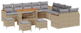 vidaXL Σετ Καναπέ Κήπου 14 pcs Μπεζ συνθετικό ρατάν