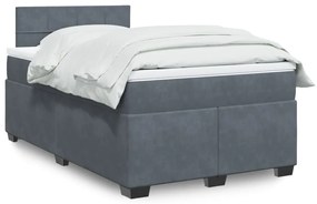 vidaXL Κρεβάτι Boxspring με Στρώμα Σκούρο Γκρι 120x190 εκ. Βελούδινο