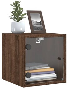 vidaXL Κομοδίνα 2 τεμ. Καφέ Δρυς 35x37x35 εκ. με Γυάλινες Πόρτες
