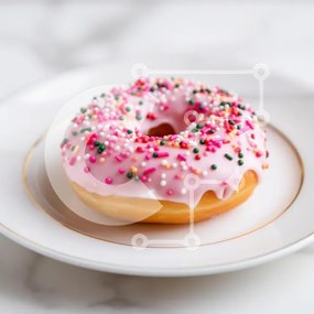 Σετ των 2 Intra Συλλεκτικό Ξύλινο Παζλ Plywood  4mm - Ροζ παγωμένο ντόνατ με ψεκασμούς Σε Ξύλινο Κουτί - Διαστάσεις: 10x10 cm – 25 κομμάτια