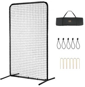 VEVOR I Screen Baseball for Batting Cage, 7x4 ft Baseball Softball Safety Screen, Body Protector Portable Batting Screen with Carry Bag &amp; Ground Stakes, Heavy Duty Pitching Net for Pitchers Protection