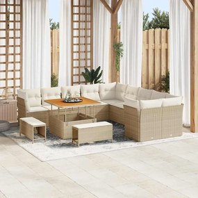 vidaXL Σετ Καναπέ Κήπου 13 pcs Μπεζ συνθετικό ρατάν