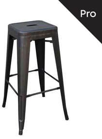RELIX Σκαμπό Bar Στοιβαζόμενο, Μέταλλο Βαφή Antique Black 43x43 H.76cm
