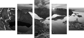 Εικόνα 5 τμημάτων μαγευτικό πανόραμα βουνού σε ασπρόμαυρο - 200x100