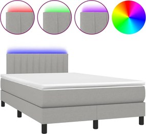 vidaXL Κρεβάτι Boxspring με Στρώμα &amp; LED Αν.Γκρι 120x190εκ. Υφασμάτινο