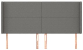 Κεφαλάρι με Πτερύγια Σκούρο Γκρι 183x16x118/128 εκ. Υφασμάτινο - Γκρι