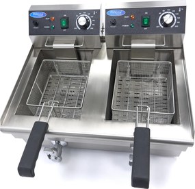 Deep Fryer - 2 x 10L - 2 Baskets - with Drain Tap