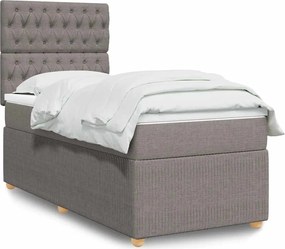 vidaXL Κρεβάτι Boxspring με Στρώμα Taupe 90x190 εκ.Υφασμάτινο