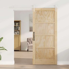 vidaXL Συρόμενη Πόρτα Φυσικό και λευκό 86 x 198.5 cm