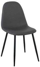 Καρέκλα CELINA Μεταλλική Μαύρη, Pvc Γκρι 45x54x85cm (Σετ 4 ΤΕΜ)