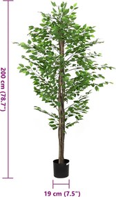 vidaXL Τεχνητό φυτό Φίκος 1260 Κλαδιά Πράσινο 200 εκ.